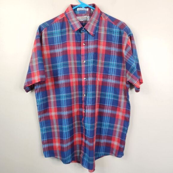 Vintage McGregor Contemporary Short Sleeve Burnout Button Down Shirt Large - Picture 1 of 5